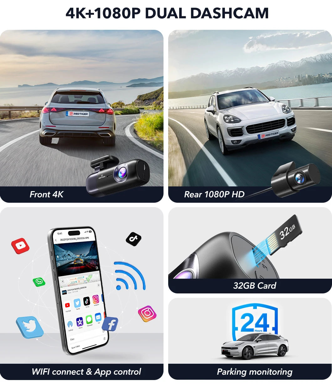 4K Front and Rear Dash Cam